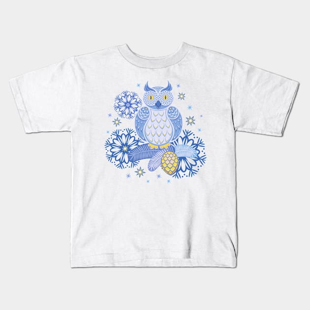 Owls Kids T-Shirt by olgart